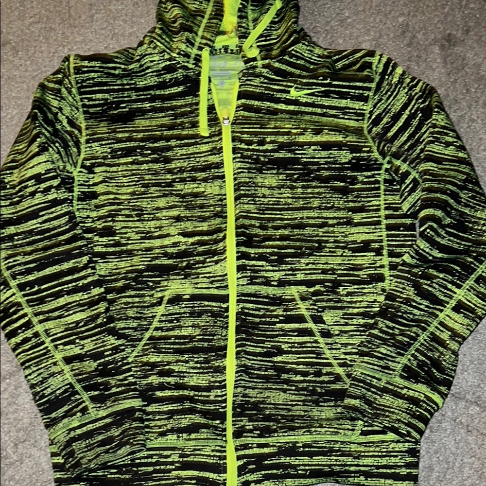 Nike Green and Black Zip Hoodie